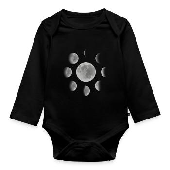 Lunes pleine lune demi-lune - Body Bébé bio manches longues - noir - Devant