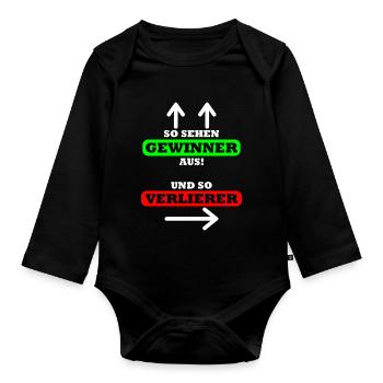 So sehen Gewinner aus Spruch Shirt Design Geschenk - Baby Bio-Langarm-Body - Schwarz - Vorne