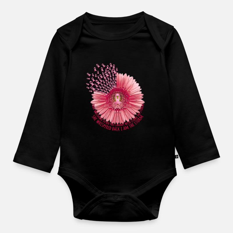 Fleur de cancer du sein - Body Bébé bio manches longues - noir