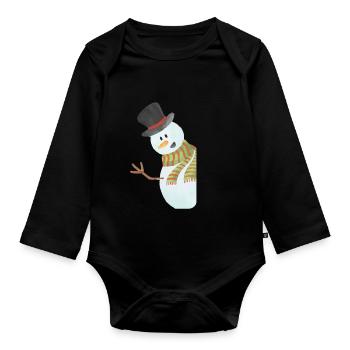 Ugly snowman christmas carrot snow - Organic Longsleeve Baby Bodysuit - black - Front