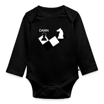 chess - Organic Longsleeve Baby Bodysuit - black - Front