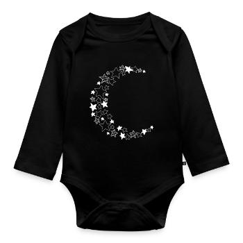 Mondsichel aus Sternen - Baby Bio-Langarm-Body - Schwarz - Vorne