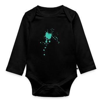 Malerfleck Fleck Klecks Farbe - Baby Bio-Langarm-Body - Schwarz - Vorne