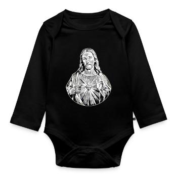 Jésus Noir Jésus Christ * Jésus Noir - Body Bébé bio manches longues - noir - Devant
