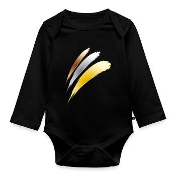 gold silber bronze - Baby Bio-Langarm-Body - Schwarz - Vorne