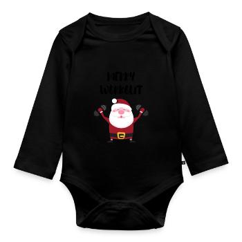 MERRY WORKOUT - Baby Bio-Langarm-Body - Schwarz - Vorne