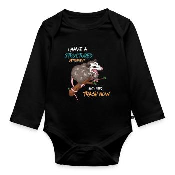 Opposum Dirty Animal graphic - Organic Longsleeve Baby Bodysuit - black - Front