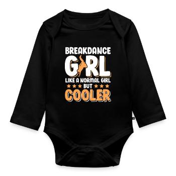 Breakdance Girl Mädchen - Baby Bio-Langarm-Body - Schwarz - Vorne