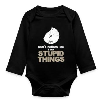 Dont follow me - Climbing Bouldering - Organic Longsleeve Baby Bodysuit - black - Front