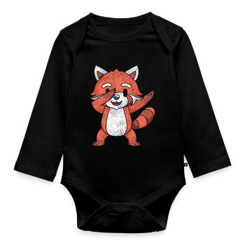 Dabbing Red Panda - Organic Longsleeve Baby Bodysuit - black - Front