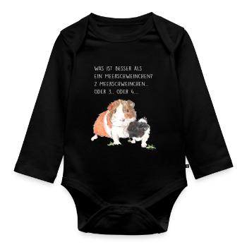 Wester Meerschweinchen - Baby Bio-Langarm-Body - Schwarz - Vorne