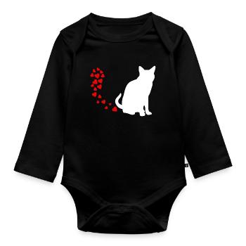 Chats Amour Chat locatif Idée cadeau - Body Bébé bio manches longues - noir - Devant