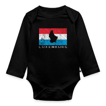 Luxembourg Flag Contour Voyage vacances Luxembourgeois - Body Bébé bio manches longues - noir - Devant