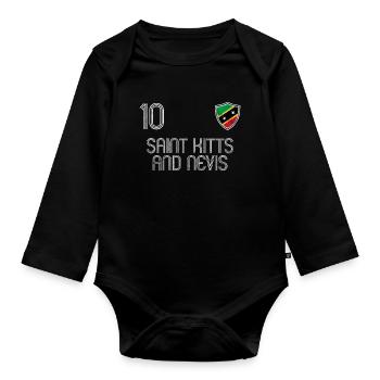 St. Kitts and Nevis Football Team - Organic Longsleeve Baby Bodysuit - black - Front