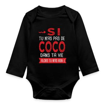 Coco dans ta vie Corinne Coralie Colline Corentin - Body Bébé bio manches longues - noir - Devant