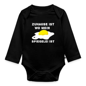 Zuhause Ist Wo Mein Spiegelei Ist Eierfan - Baby Bio-Langarm-Body - Schwarz - Vorne