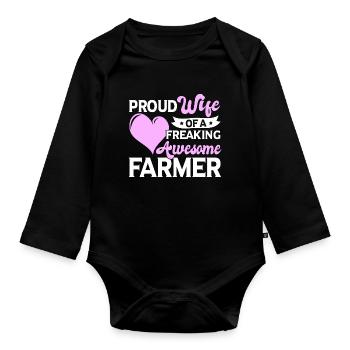 Agriculture Agriculture Agriculture Femme de l’agriculteur - Body Bébé bio manches longues - noir - Devant