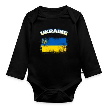 Ukraine - Baby Bio-Langarm-Body - Schwarz - Vorne