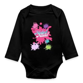 Muddy run shirt mud Matsch Lauf Team obstacle Frau - Baby Bio-Langarm-Body - Schwarz - Vorne
