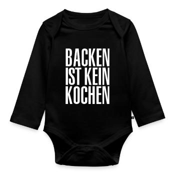 backen ist keinBACKEN IST KEIN KOCHEN - Baby Bio-Langarm-Body - Schwarz - Vorne