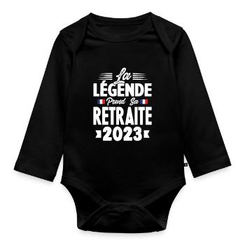 La Légende Prend Sa Retraite 2023 - Body Bébé bio manches longues - noir - Devant