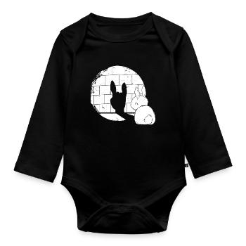 Rabbit Shadow Heavy Metal Hand Sign Shadow - Baby Bio-Langarm-Body - Schwarz - Vorne