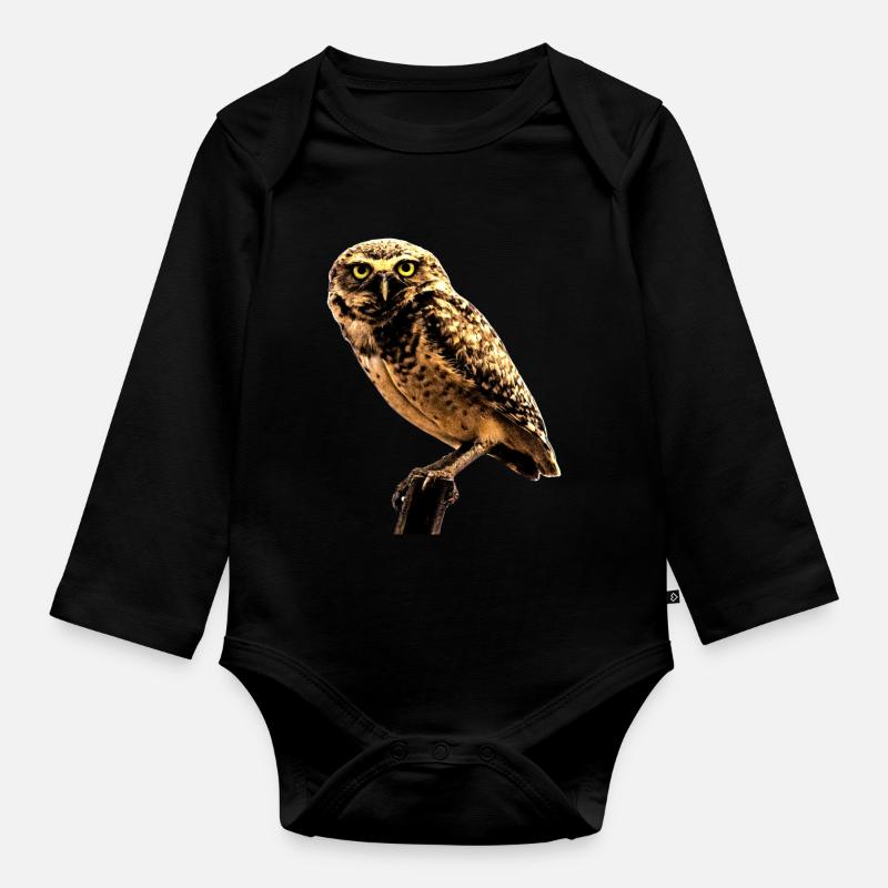 Die Eule die Eule - Baby Bio-Langarm-Body - Schwarz