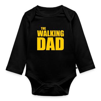 The walking dad - Body Bébé bio manches longues - noir - Devant