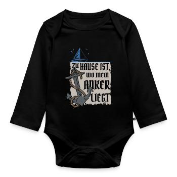Voilier mon ancre ma maison - Body Bébé bio manches longues - noir - Devant