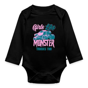 Monstertruck - Baby Bio-Langarm-Body - Schwarz - Vorne