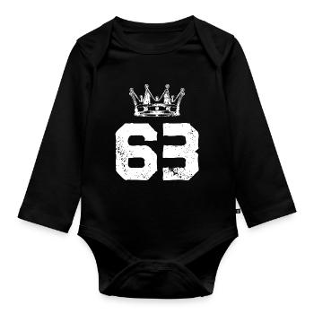 63 Number crown - Organic Longsleeve Baby Bodysuit - black - Front