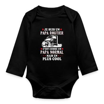Je Suis Un Papa Routier C'est Comme Un Papa - Body Bébé bio manches longues - noir - Devant