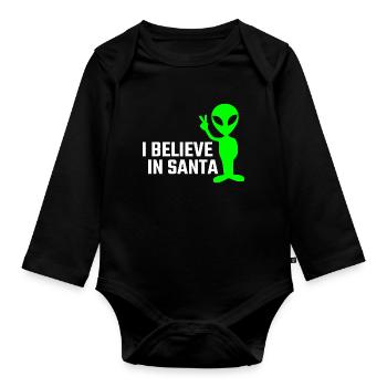 Alien Funny - Organic Longsleeve Baby Bodysuit - black - Front