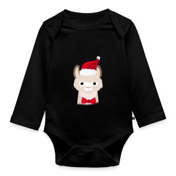 Lama de Noël laid - Body Bébé bio manches longues - noir - Devant