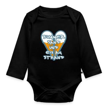 Sommer Sand Eis am Strand - Baby Bio-Langarm-Body - Schwarz - Vorne