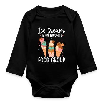 Ice Cream Food – Favorite Food Funny Ice Cream - Organic Longsleeve Baby Bodysuit - black - Front