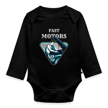 Fast Motors - Baby Bio-Langarm-Body - Schwarz - Vorne