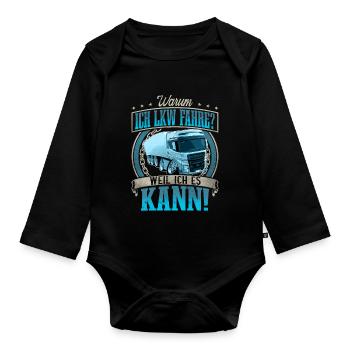 LKW Fahrer - Baby Bio-Langarm-Body - Schwarz - Vorne