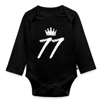 77 Zahl Krone - Baby Bio-Langarm-Body - Schwarz - Vorne