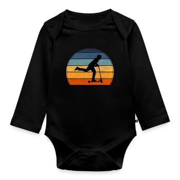 Stunt Scooter Freestyle Scootering Vintage Retro - Baby Bio-Langarm-Body - Schwarz - Vorne