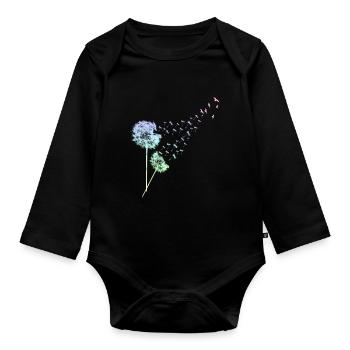 Pusteblume Design Bunt Dandelion Muster Blumen - Baby Bio-Langarm-Body - Schwarz - Vorne