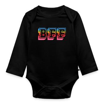 BFF Tshirt rainbowstar - Organic Longsleeve Baby Bodysuit - black - Front