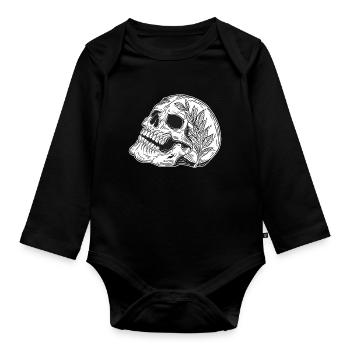 Skull Skull Horror Skeleton Halloween Metal - Organic Longsleeve Baby Bodysuit - black - Front