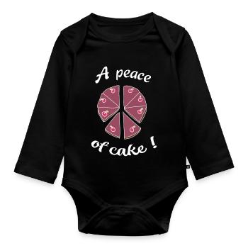 Une paix du gâteau - Body Bébé bio manches longues - noir - Devant