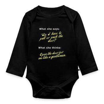 Ouvrez-le comme un gentleman! - Body Bébé bio manches longues - noir - Devant