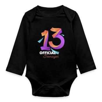 13th Birthday Girl Gift - Organic Longsleeve Baby Bodysuit - black - Front