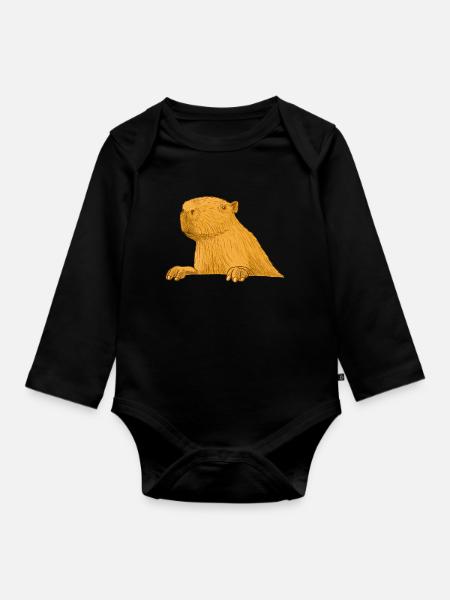 Capybara - Baby Bio-Langarm-Body - Schwarz