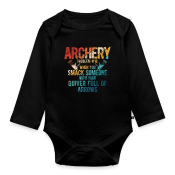Bogenschießen Archery - Baby Bio-Langarm-Body - Schwarz - Vorne