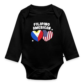 Liebesdesign für stolze amerikanische Pinoys - Baby Bio-Langarm-Body - Schwarz - Vorne