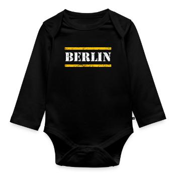 Berlin - Organic Longsleeve Baby Bodysuit - black - Front